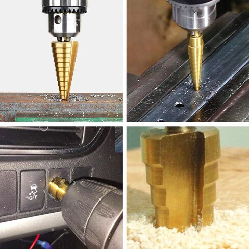 1/4" Hexagon Shank 4-20mm Titanium Coated Spiral Grooved Step Drill Bit HSS Step Drill Bit for Plastic Wood Metal Multi-Hole Taper Drill in Kuwait