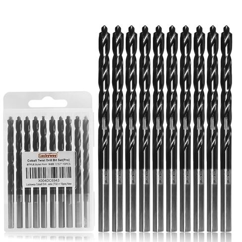Luckyway 7/32" M35 Cobalt Drill Bits Titanium Aluminum Nitride Coated (TiAlN) with Bullet Point Tip Perfect for Steel, Hard Metal, Cast Iron 10-Piece in Kuwait
