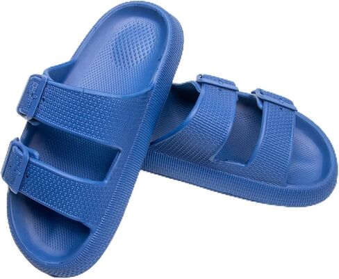 Roxoni Womens Slip-on Sandals – Casual, Cute & Comfortable Slippers for Summer - Adjustable Buckle Strap for Indoor or Outdoor in Kuwait