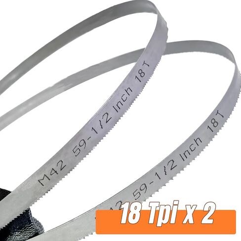 2 Pack 59-1/2" Bandsaw Blades, Band Saw Blades, 18 TPI | Bi-Metal M42, 59-1/2 x 1/2 x 0.025 Inch in Kuwait
