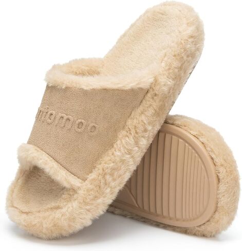 Womens Mens Slippers Memory Foam Slippers for Women and Men Fuzzy Plush Comfy Faux Fur Lined Gift Slippers in Kuwait