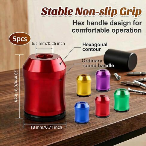 5 Pcs Strong Magnetic Screw Ring,For Power Bits & Hex Screwdrivers | Strong Magnetic Screw Holder,,Anti-Slip Design,Removable Household Tool Metal Screw,For Power Tools,Mechanics Carpenters in Kuwait