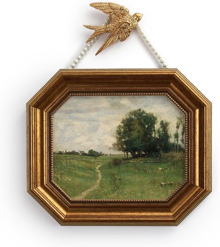 Zelvix Vintage Wall Art Framed, Gold Framed Wall Art Decor, Landscape Classical Vintage Painting Prints, 8"x10" Picture Frame for Living Room Bathroom Kitchen Bedroom in Saudi Arabia