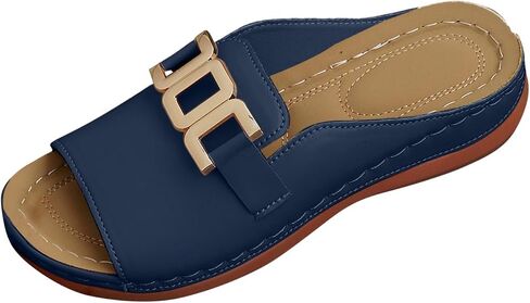 Womens Summer Beach Sandals Wedge Low Open Toe Slides Ladies Dressy Sandals Slipper Platform Comfortable Sandals in Kuwait