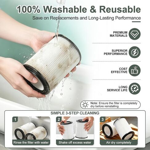 2-Pack VF4000 Replacement Filter for Ridgid 5-20 Gallon Wet/Dry Shop Vacs, Standard H13 HEPA Media, Compatible with Husky 6-9 Gal, Craftsman 17816 WD5500 RV2400A in Kuwait