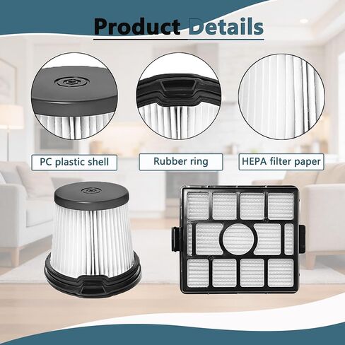 BU3523 BU3521 BU3120 Filter Replacement Compatible with Shark BU3521 Clean Lightweight Cordless Stick Vacuum, BU3523 Clean & Empty Cordless Stick Vacuum, Auto Empty System, 7 Pack in Kuwait