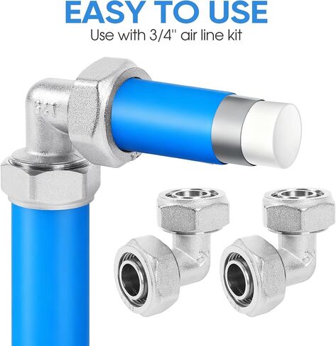 2 PCS 3/4'' Elbow Air Piping Fittings, Air L Tubing Fittings for Shop Garage Compressed Air Piping System in Kuwait