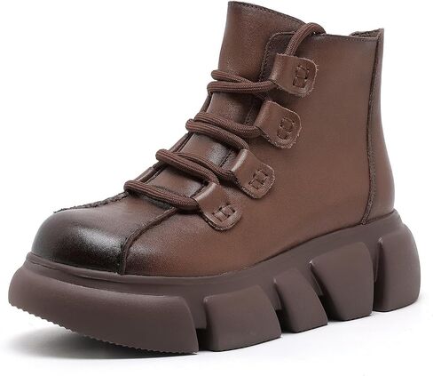 Women's Ankle Boots Chunky Comfortable Short Boots Round Toe Platform Dress Booties with Side Zipper in Kuwait