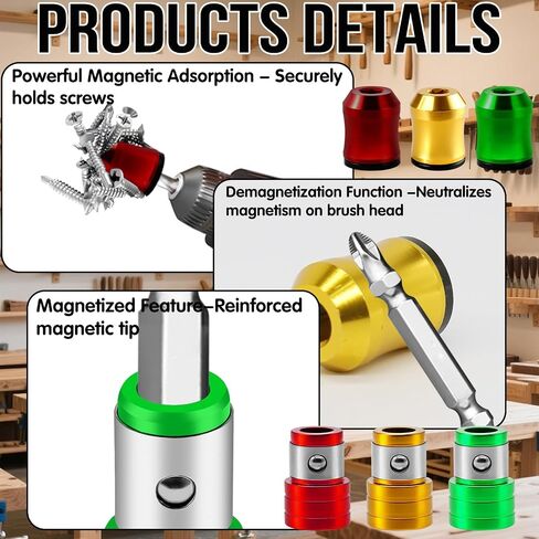 6Pcs Screwdriver Head Magnetic Ring Holder, Alloy Screw Holder for DIY Repair, Screw Ring Set Removable Household Tool for Drills, Universal Bit Holders for Hex Screwdrivers & Power Bits in Kuwait