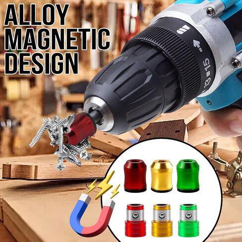 6Pcs Screwdriver Head Magnetic Ring Holder, Alloy Screw Holder for DIY Repair, Screw Ring Set Removable Household Tool for Drills, Universal Bit Holders for Hex Screwdrivers & Power Bits in Kuwait