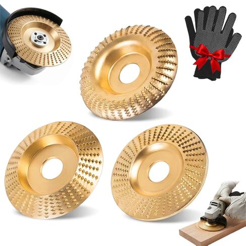 3-Piece Wood Carving Disc Set for 4" & 4-1/2" Angle Grinders, High Carbon Steel Wood Shaping Grinding Wheel, 5/8" Arbor Woodworking Attachment for Carving, Sanding & Furniture Restoration in Kuwait
