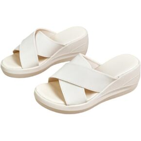 Women's summer wedge sandals Women's Platform Slide Sandals Cross Strap Sandals High Heel Wedges Slippers Beach Pool Open Toe Flats Sandals in Kuwait