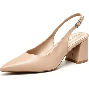 Womens Slingback Chunky Block Heels 2.7Inch Pointy Toe Closed Toe Pumps | Comfortable Padded Dressy Closed Toe Heels with Adjustable Strap for Wedding, Office,Bride,and Party. in Kuwait