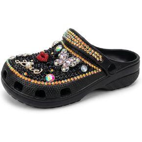 Women's Rhinestone Butterfly Platform Clogs, Sparkly Charm Decor, Thick Sole Breathable Slip-ons, Bling Beach Casual Sandals Plus Size in Saudi Arabia