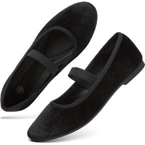 hash bubbie Women's Velvet Mary Jane Flats with Elastic Strap in Kuwait