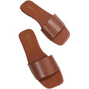 Women's Single Strap Non-Slip Flat Slides Lightweight Solid Color Square Toe Slip-On Sandals for Home Beach Pool Shower in Saudi Arabia