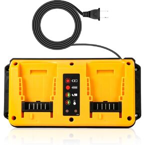 Battery Charger Replacement for Dewalt 20V/60V Max Battery DCB102 DCB206 DCB205 DCB204 DCB200 DCB612 DCB609,Dual Battery Charger Compatible with Dewalt 20V, Yellow in Kuwait