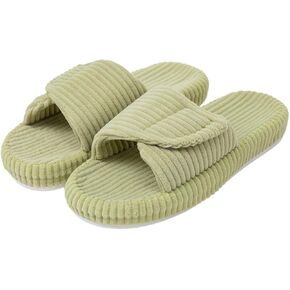 Women's Slippers Adjustable Open Toe Memory Foam Corduroy Non-slip Bedroom Shoes in Saudi Arabia