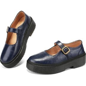 BEAUSEEN Women's Mary Jane Shoes with Platform Sole - Comfort Round Toe Strap Ballet Flats for Women - Chunky Heel Dress Flats in Kuwait