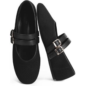 UBWDU Suede Mary Jane Flats for Women Perforated Round Toe Ballet Flats Comfortable Ballerina Shoes with Double Buckle Strap in Saudi Arabia