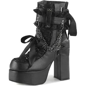 KysBloes Women Goth Platform Boots Chunky High Heel Ankle Boots Lace Up Block Heel Booties Punks Shoes with Chain in Kuwait