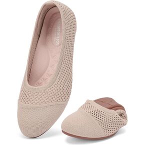 konhill Women's Ballet Flat Shoes, Round Toe Knit Slip On Ballerina Walking Flats, Lightweight Women Shoes for Work, Travel, Casual, Walking in Saudi Arabia