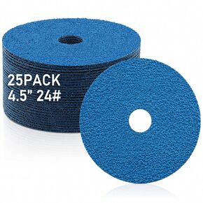 ZORUNNA 25 Pcs 4.5" 36 Grit Zirconia Resin Fiber Sanding and Grinding Discs | Angle Grinder Sanding Disc, 7/8" Arbor, for Stripping Metal, Wood, Fiberglass, Steel, Grinding Discs in Kuwait