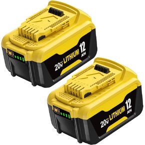 2Pack 12000mAh Lithium-ion Battery Replacement for Dewalt 20V Max Battery | Compatible with Dewalt 20 Volt Batteries DCB200 DCB201 DCB204 DCB206 DCB207 Series Tools and Chargers in Kuwait