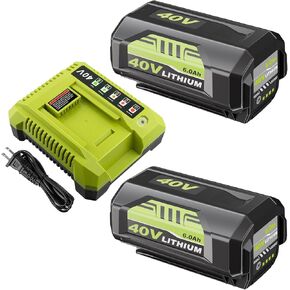 2Pack 6.0Ah Battery and OP401 Charger Kit Replacement for Ryobi Compatible with Ryobi 40V Lithium ion Battery OP4026 OP40261 OP4050 OP4040 OP40401 OP40201 OP40601 and Cordless Power Tools in Kuwait