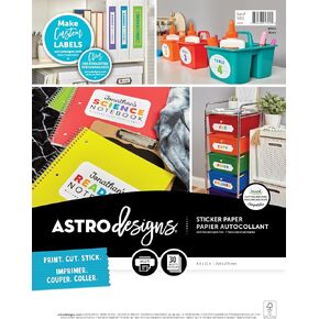 ورق ملصقات ملون من Astrodesigns، مقاس 8.5 × 11 بوصة، ظهر لاصق بالكامل، تشكيلة مشرقة، 30 ورقة (91727) in Kuwait