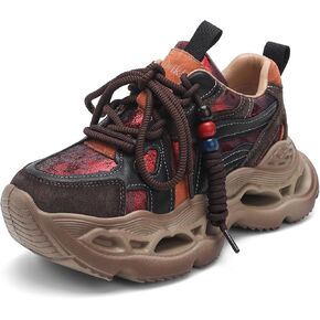 Women's Running Shoes Lace-Up Slip-Resistant Sneakers Colorful Fashion Platform Dad Shoes Casual Comfortable Walking Shoes in Kuwait