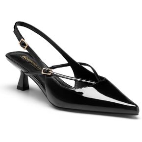 Women's Kitten Heel Slingback Pumps - Patent Vegan Leather Comfortable 2 Inch Pointed Toe Dress Pumps with Latex Insole Arch Support for Ladies Work Office Wedding Guest Bride Evening Party Cocktail & Date Night in Kuwait