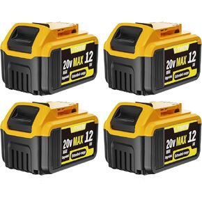4-Pack 12000mAh Replacement for Dewalt 20V Max Battery, Lithium Ion Battery Compatible with Dewalt DCB200 DCB201 DCB203 DCB204 DCB205 DCB206 DCB207 Series 20V Cordless Tools in Kuwait