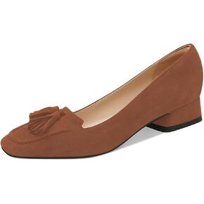 YDN Women's Chunky Block Low Heel Loafer Square Toe Tassel Fringe Pump Slip On Dress Party Office Daily Shoes Size 4-16 US in Kuwait