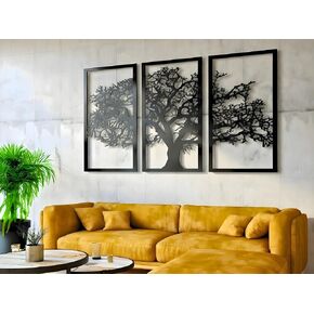 VAILLA شجرة الحياة ديكور جدار الفن مجموعة من 3 الجدار شنقا النحت الحديثة جدار المنزل الديكور 3D منحوتات محكم لغرفة المعيشة غرفة نوم مكتب غرفة الطعام 3 لوحات شجرة العائلة الجدار الشنق (71 "L × 39" W) in Kuwait
