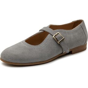 Alpine Swiss Irene Womens Leather Mary Jane Ballet Flats Round Toe Slip On Shoes Buckle Strap Dressy Comfortable Work Flats in Kuwait