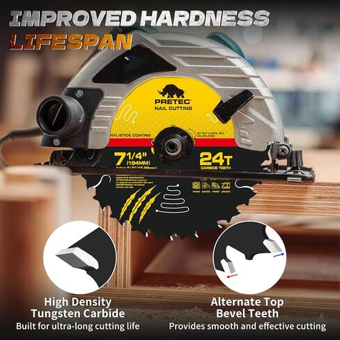 Circular Saw Blade Wood Cutting Framing/Fine Finish Circular Saw Blade, 5/8" Arbor, TCT Carbide-Tipped, Teflon Anti-Stick, Miter Saws Blades for Wood, MDF, OSB, Laminated 7 1/4" 24T (10 Pack) in Kuwait
