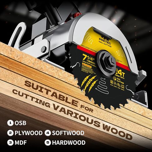Circular Saw Blade Wood Cutting Framing/Fine Finish Circular Saw Blade, 5/8" Arbor, TCT Carbide-Tipped, Teflon Anti-Stick, Miter Saws Blades for Wood, MDF, OSB, Laminated 7 1/4" 24T (10 Pack) in Kuwait