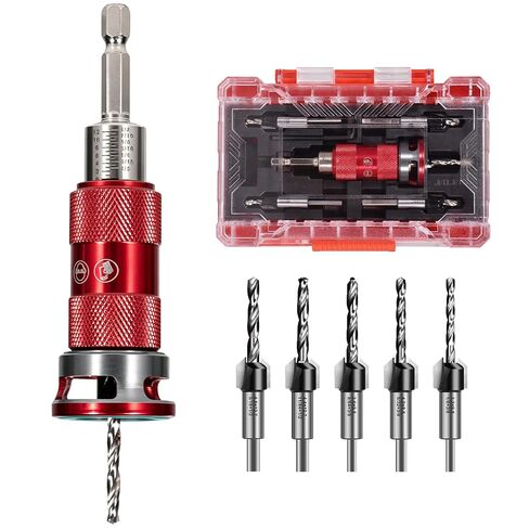 5 Pcs Countersink Drill Bit Set with Aluminum Alloy Depth Stop,Semi-Automatic HSS M2 Countersink Drill Bits 1/8 9/64" 5/32" Drill+3/8" 82° Counter-Bore,11/64" 3/16" Drill+ 1/2" 82° Counter Bore in Kuwait