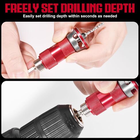 5 Pcs Countersink Drill Bit Set with Aluminum Alloy Depth Stop,Semi-Automatic HSS M2 Countersink Drill Bits 1/8 9/64" 5/32" Drill+3/8" 82° Counter-Bore,11/64" 3/16" Drill+ 1/2" 82° Counter Bore in Kuwait