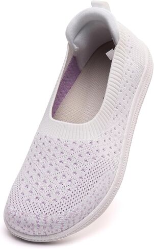 Stasslang Women's Flat Shoes Wide Toe Box Minimalist | Breathable Knit Slip-On Barefoot Shoes Lightweight Casual Walking Sneakers Non-Slip Soft Sole Round Toe Travel Mesh in Kuwait