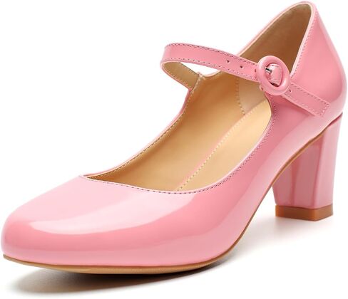 Women's Mary Jane Pumps Low Heels Closed Chunky Block Ankle Strap Office Work Church Wedding Shoes in Saudi Arabia