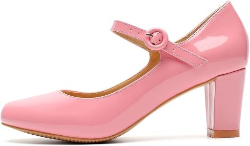 Women's Mary Jane Pumps Low Heels Closed Chunky Block Ankle Strap Office Work Church Wedding Shoes in Saudi Arabia