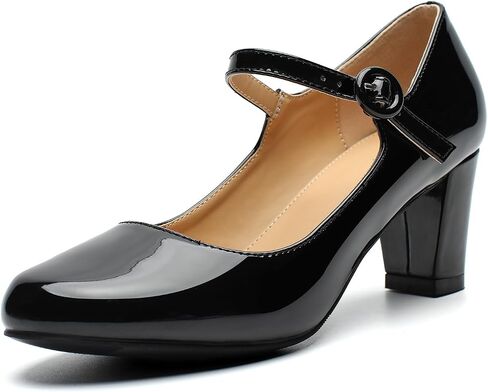 Women's Mary Jane Pumps Low Heels Closed Chunky Block Ankle Strap Office Work Church Wedding Shoes in Saudi Arabia