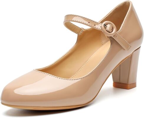 Women's Mary Jane Pumps Low Heels Closed Chunky Block Ankle Strap Office Work Church Wedding Shoes in Saudi Arabia