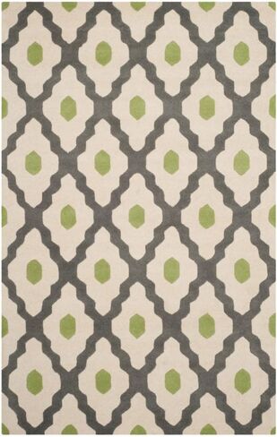 SAFAVIEH Chatham Collection 4' x 6' Ivory / Dark Grey CHT748D Handmade Trellis Premium Wool Area Rug in Saudi Arabia