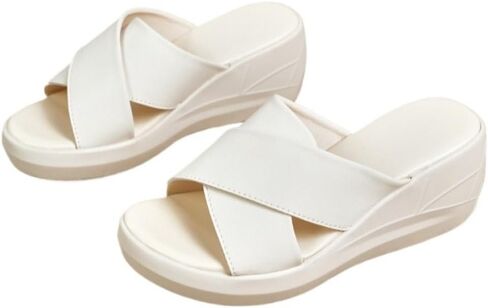 Women's summer wedge sandals Women's Platform Slide Sandals Cross Strap Sandals High Heel Wedges Slippers Beach Pool Open Toe Flats Sandals in Kuwait
