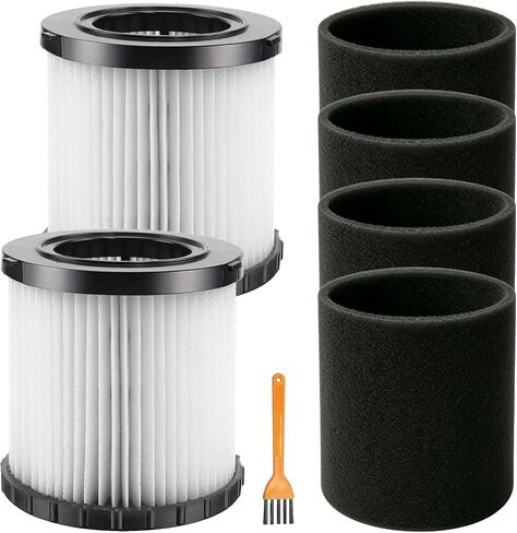 2 Packs of DCV5801H Wet or Dry Vacuum Replacement Filter, 4 Foam Sleeve Filters and 1 Brush, Suitable for dowalt DCV580 and DCV581H, Washable and Reusable in Kuwait