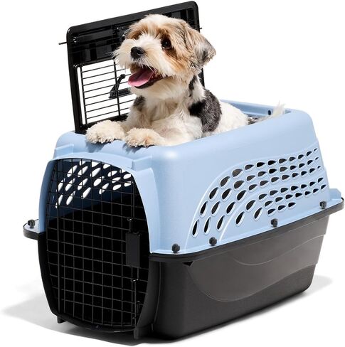 Petmate Two Door Plastic Pet Kennel for Small Dogs and Cats, 24in, Blue in Saudi Arabia