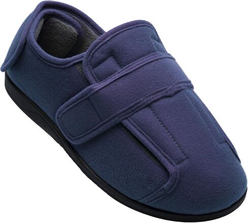 Women's 80-D Memory Foam Adjustable Wide Diabetic Slippers for Swollen Feet, Edema, Arthritis, Elderly Indoor/Outdoor-BLUE in Kuwait